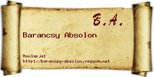Barancsy Absolon névjegykártya
